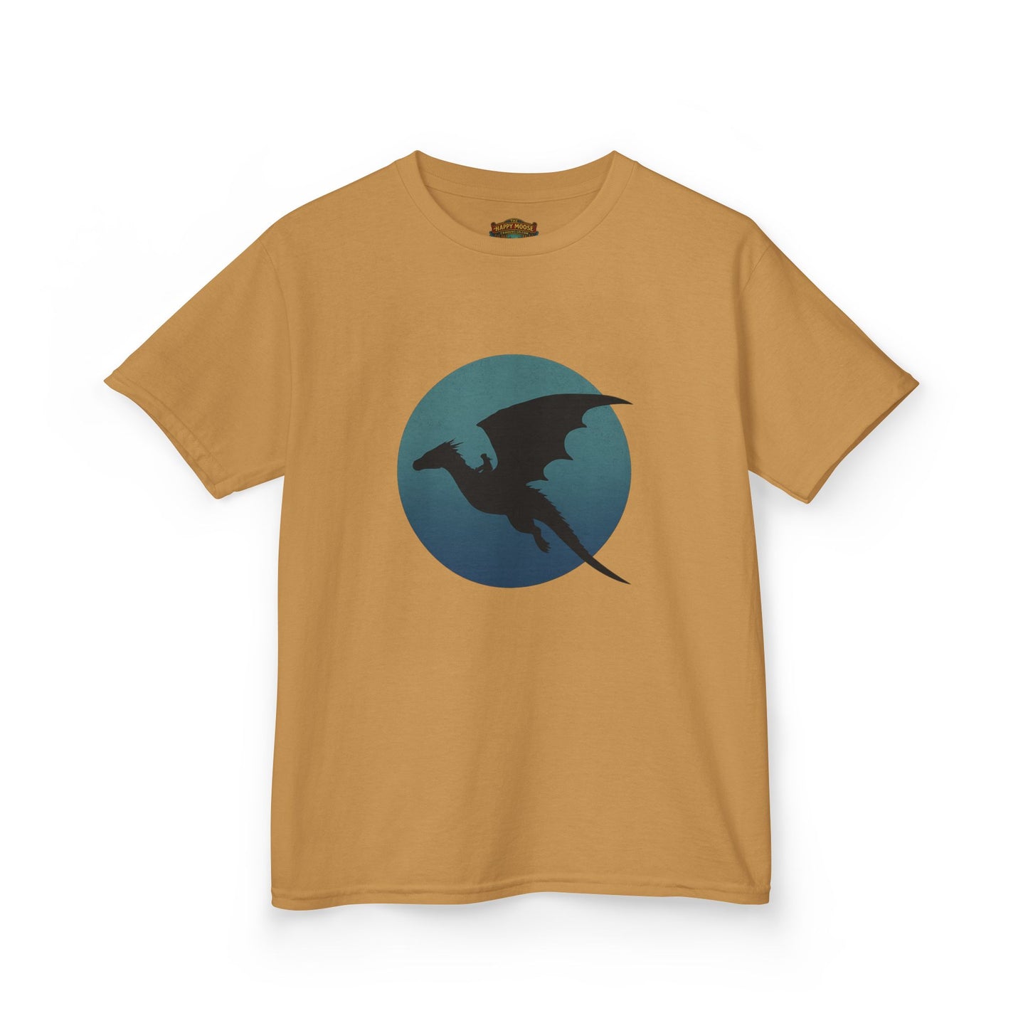 Kids Dragon Silhouette Tee — Fantasy Dragon Circle Graphic Shirt