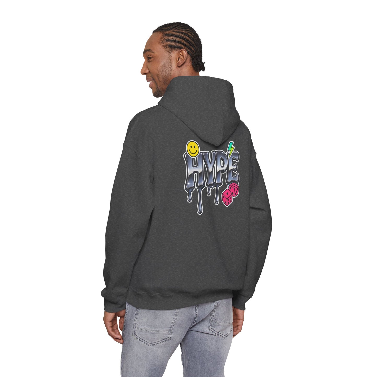 Hype Drip Hoodie — Graphic Streetwear Sweatshirt with Smiley & Dice