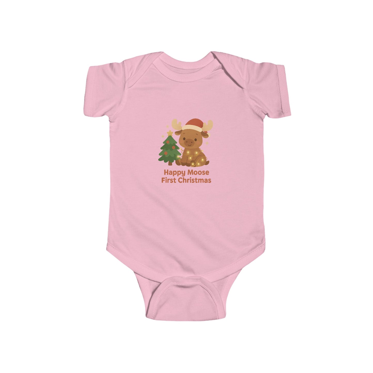 Infant Bodysuit — 'Happy Moose First Christmas' Holiday Baby Onesie