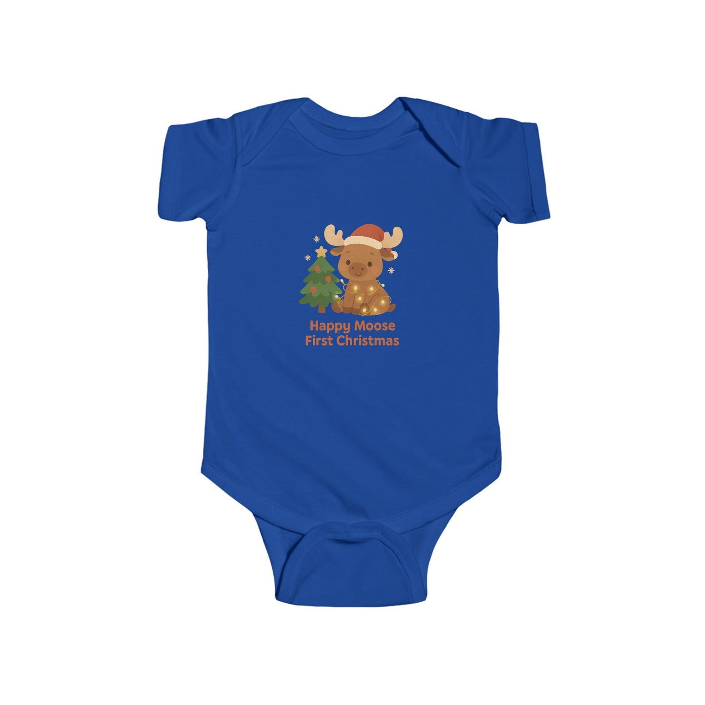 Infant Bodysuit — 'Happy Moose First Christmas' Holiday Baby Onesie