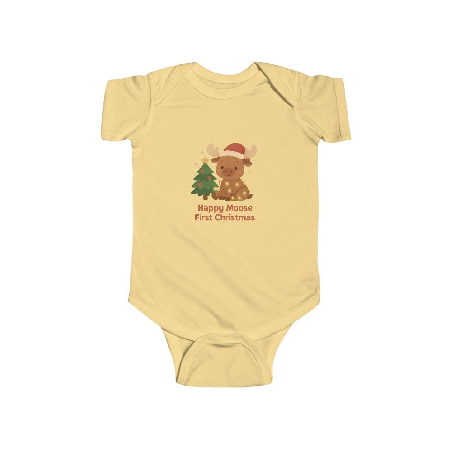 Infant Bodysuit — 'Happy Moose First Christmas' Holiday Baby Onesie
