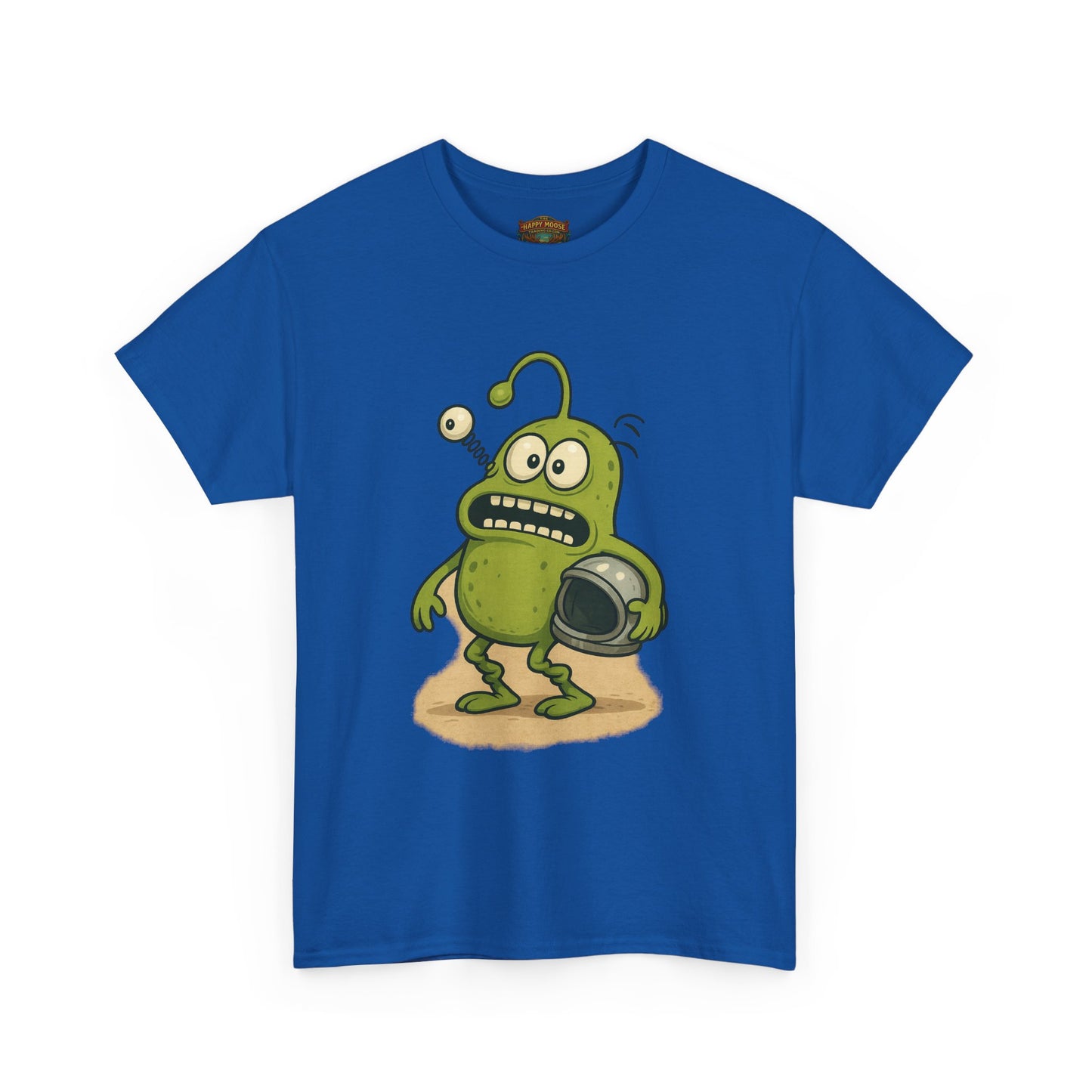 Green Alien Cartoon Tee | Funny Space Monster Illustration