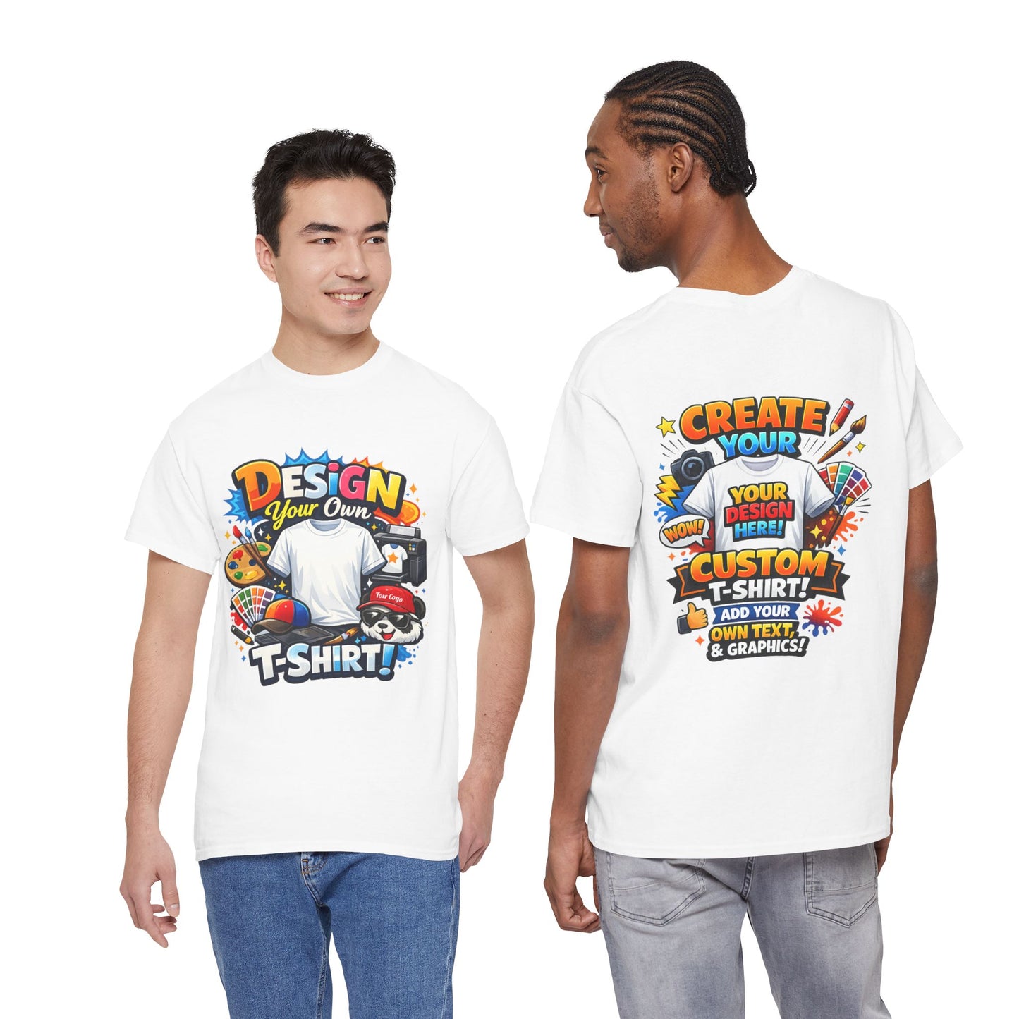 Custom 'Design Your Own' T-Shirt — Personalized Graphic Tee (Front And Rear Print)