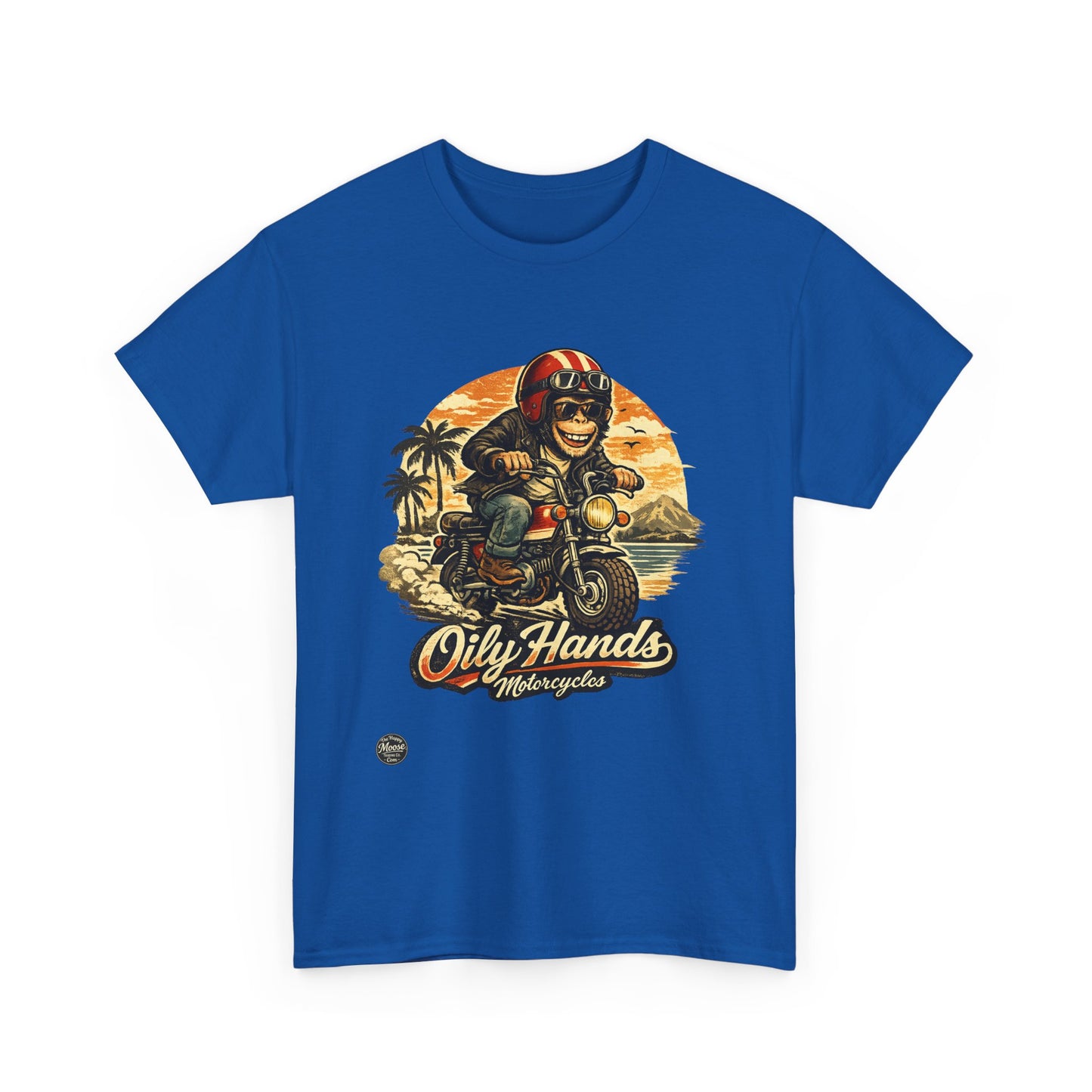 Oily Hands Motorcycle Rider Vintage Monkey Bike Sunset T-Shirt #008 E