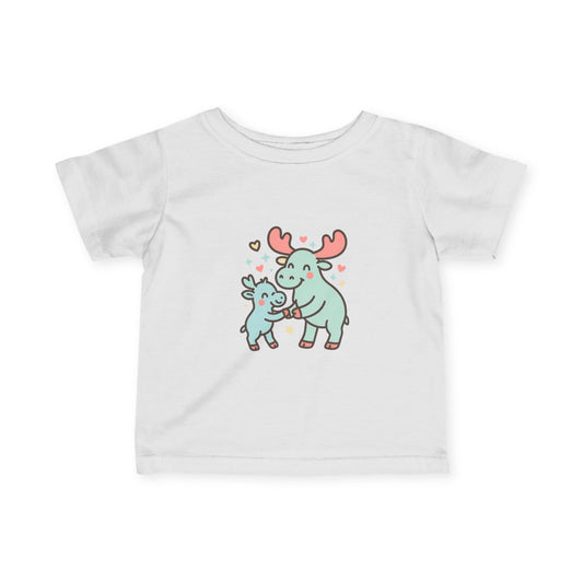 Cute Moose Mom & Baby Infant Tee — Adorable Woodland Family Baby Shirt