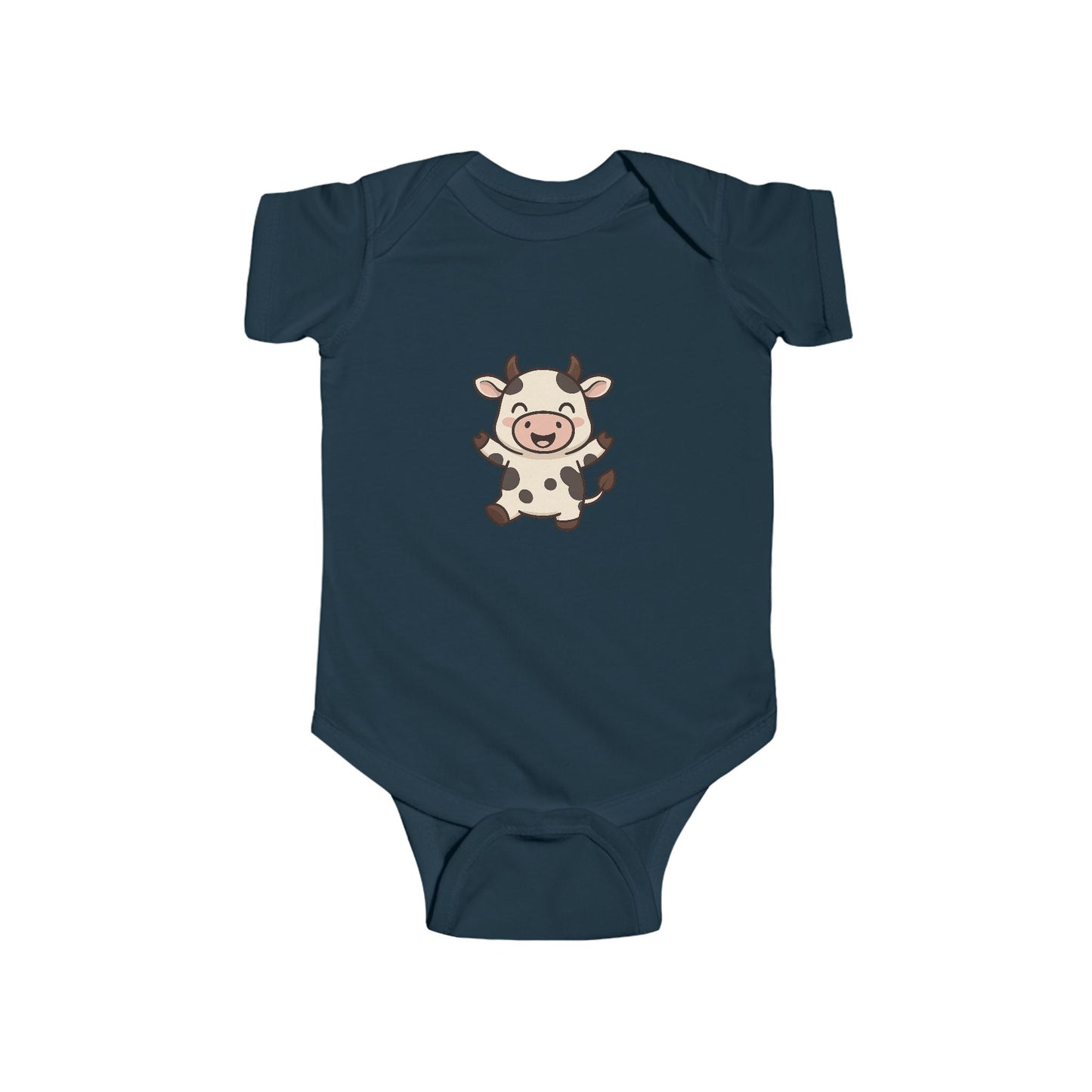 Baby Vest Infant Bodysuit - Cute Cartoon Smiling Cow