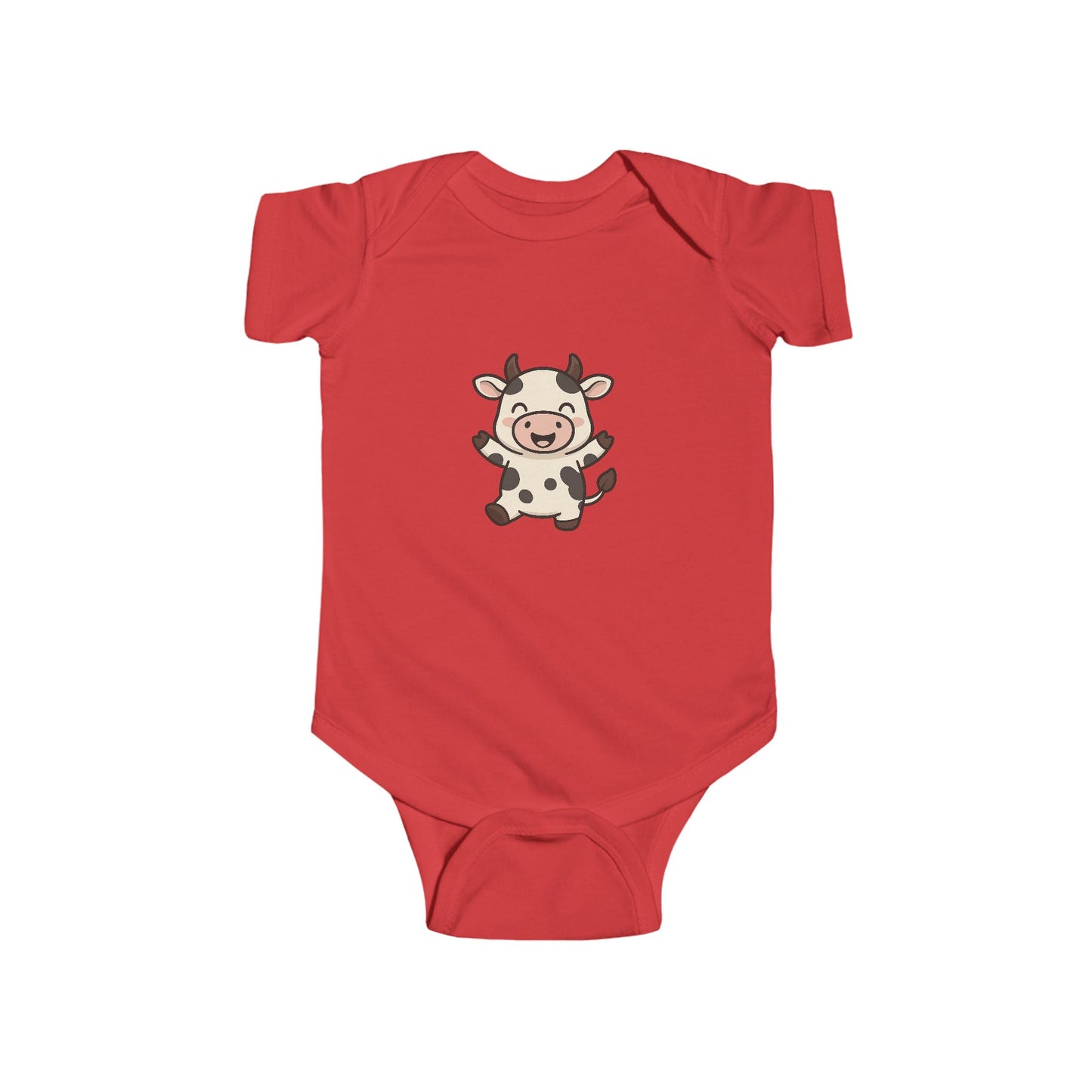 Cute Cartoon Cow Infant Bodysuit — Baby Onesie with Smiling Cow Design