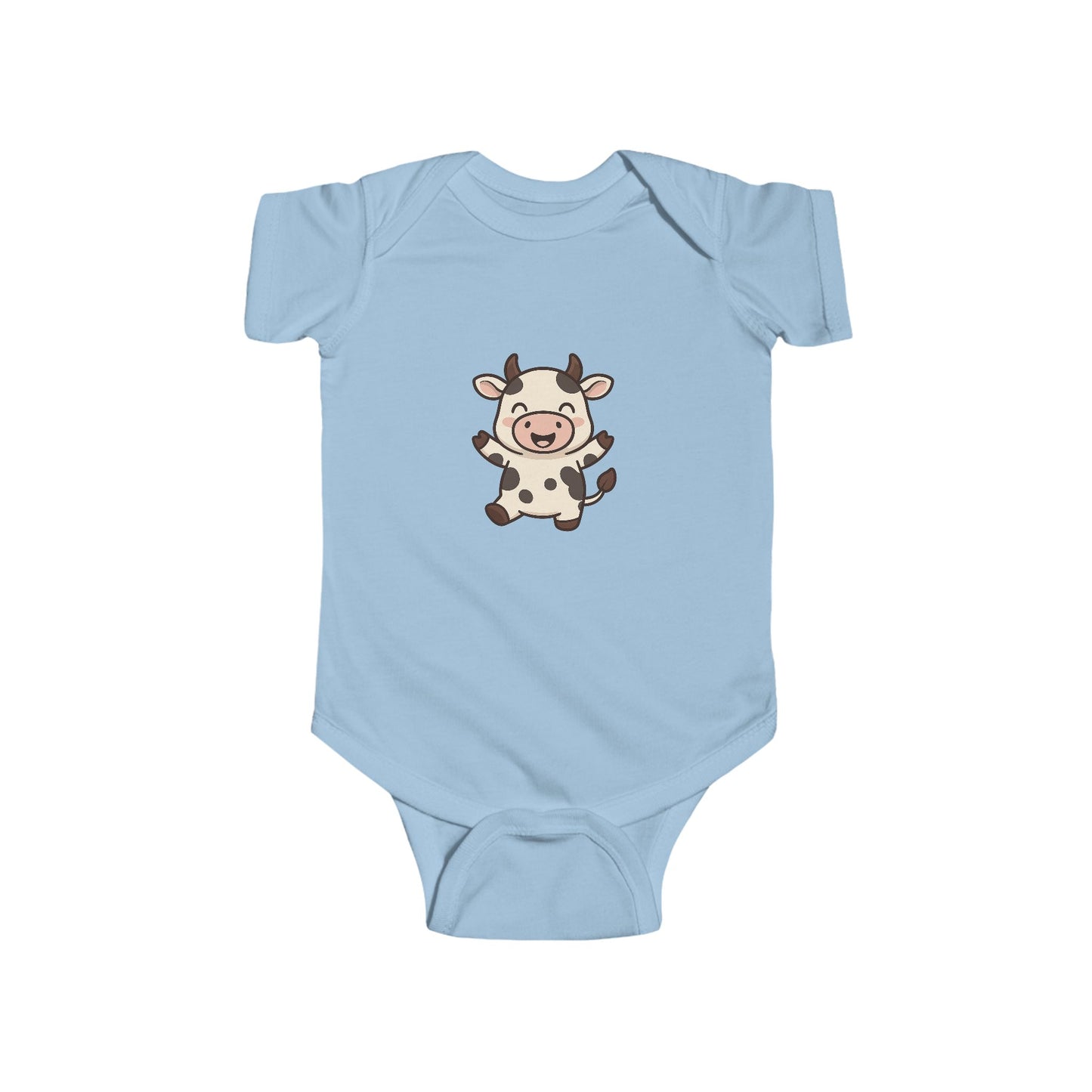Cute Cartoon Cow Infant Bodysuit — Baby Onesie with Smiling Cow Design