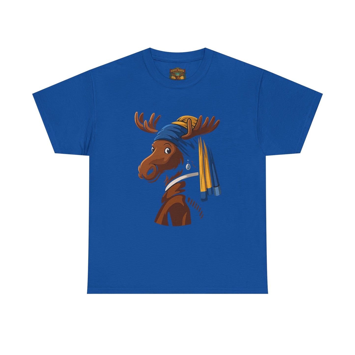 The Moose With The Pearl Earring Graphic Tee — Playful Moose with Headwrap T-Shirt