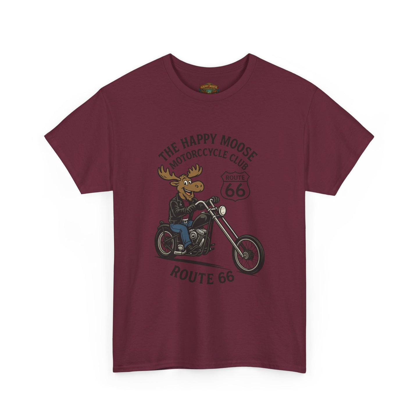 Happy Moose Motorcycle Club Route 66 T-Shirt | Moose Biker Tee