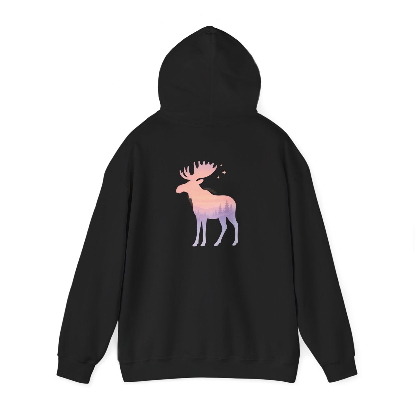 Moose Sunset Hoodie — Pastel Gradient Elk Graphic Pullover