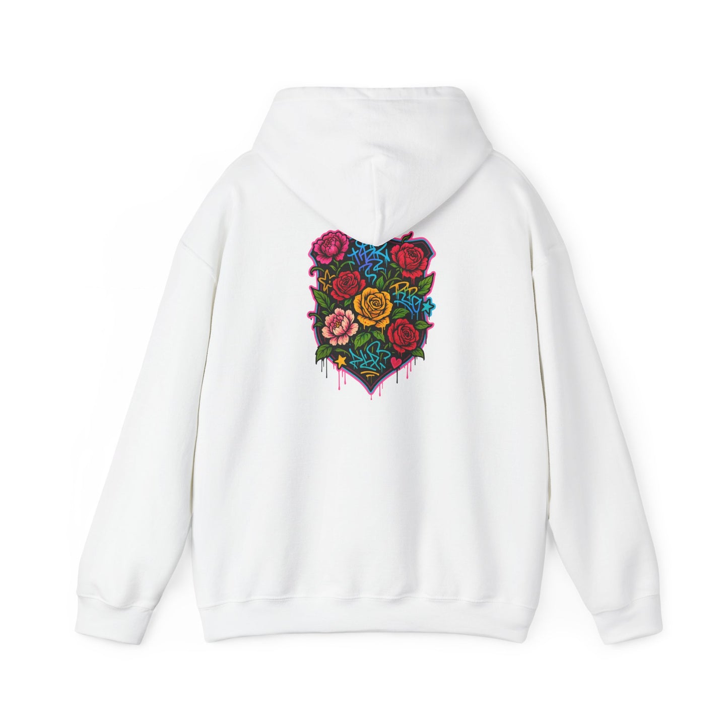 Floral Crest Hoodie – Colorful Roses Shield Graphic Hooded Sweatshirt