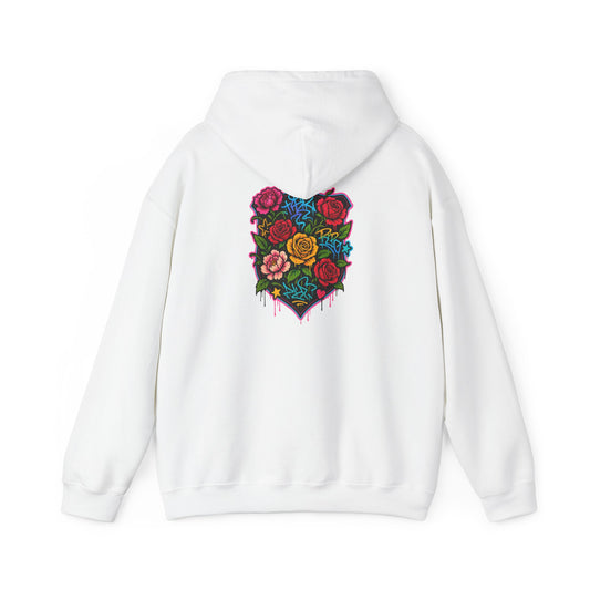 Floral Crest Hoodie – Colorful Roses Shield Graphic Hooded Sweatshirt