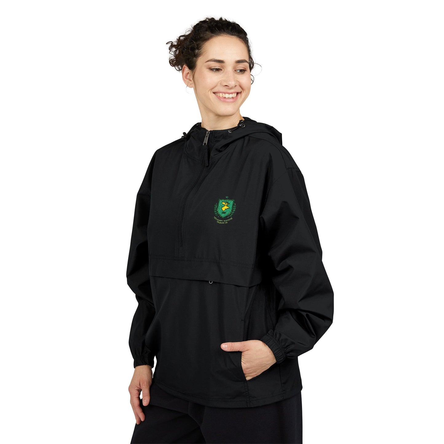 Yellow Packable Anorak Jacket — Small Green Crest Chest Logo