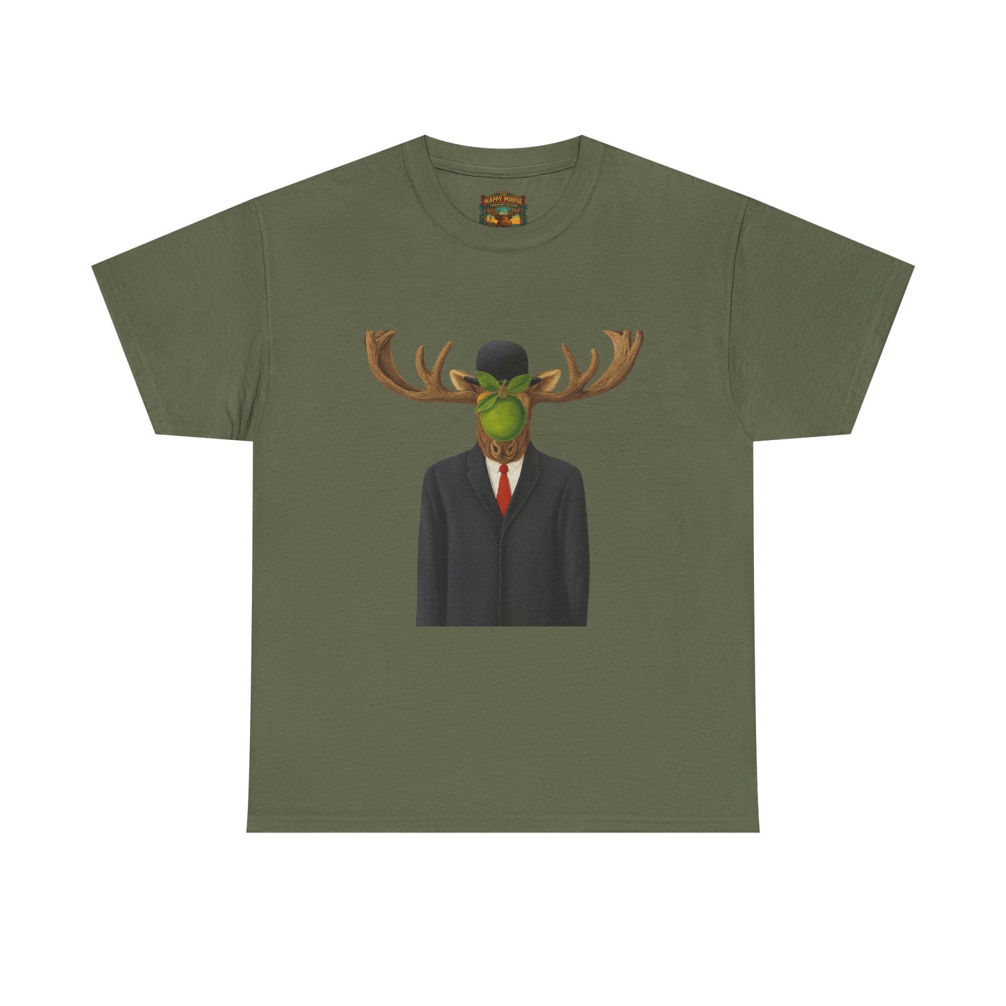 Surreal Moose Head Suit T‑Shirt — 'Man with Antlers' Artistic Graphic Tee
