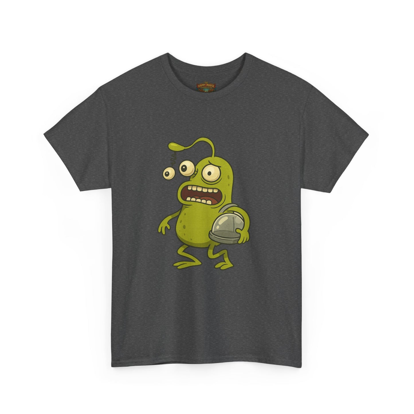 Green Alien Cartoon Tee | Funny Space Monster Illustration B