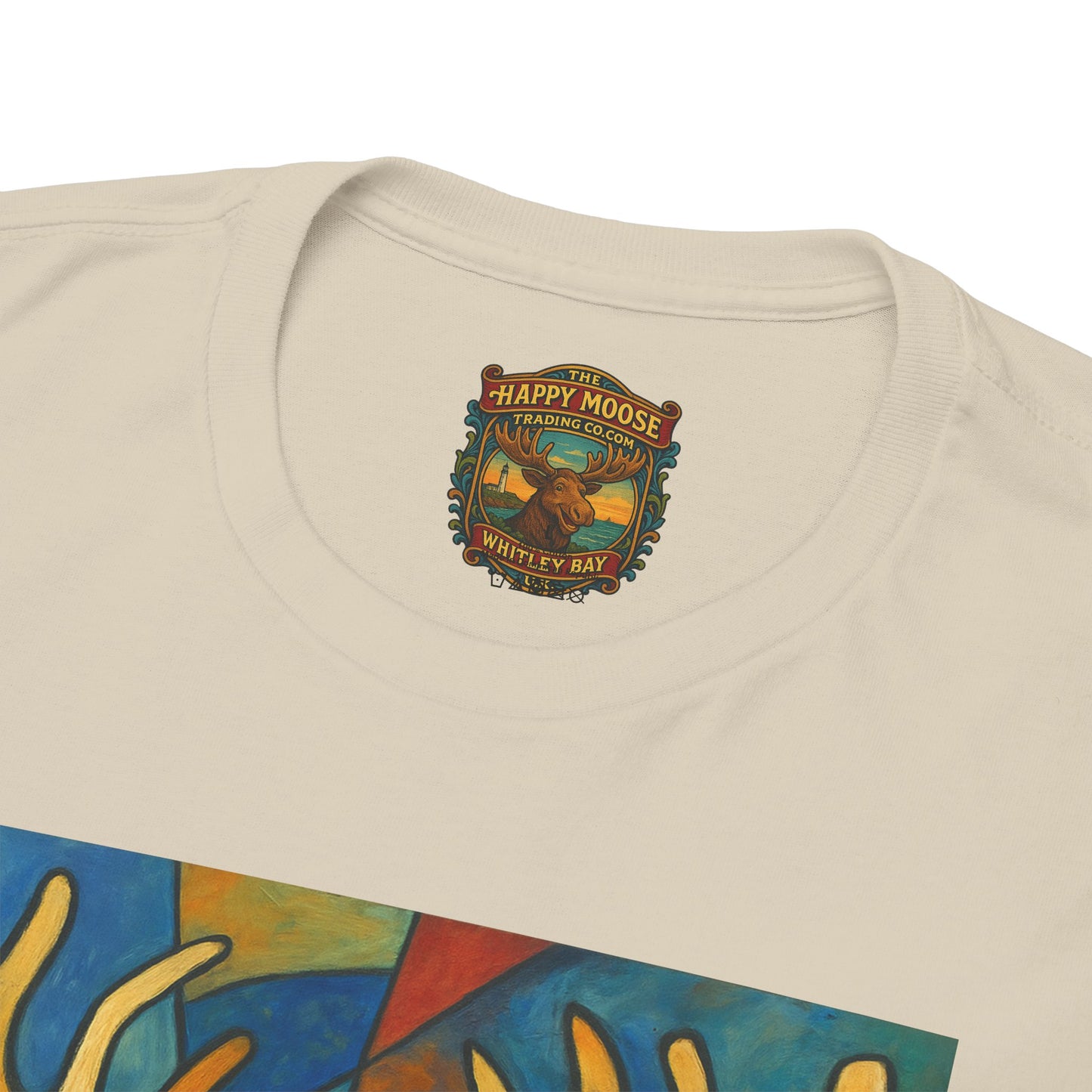 Picasso Moose T‑Shirt — Colorful Geometric Woodland Art Tee