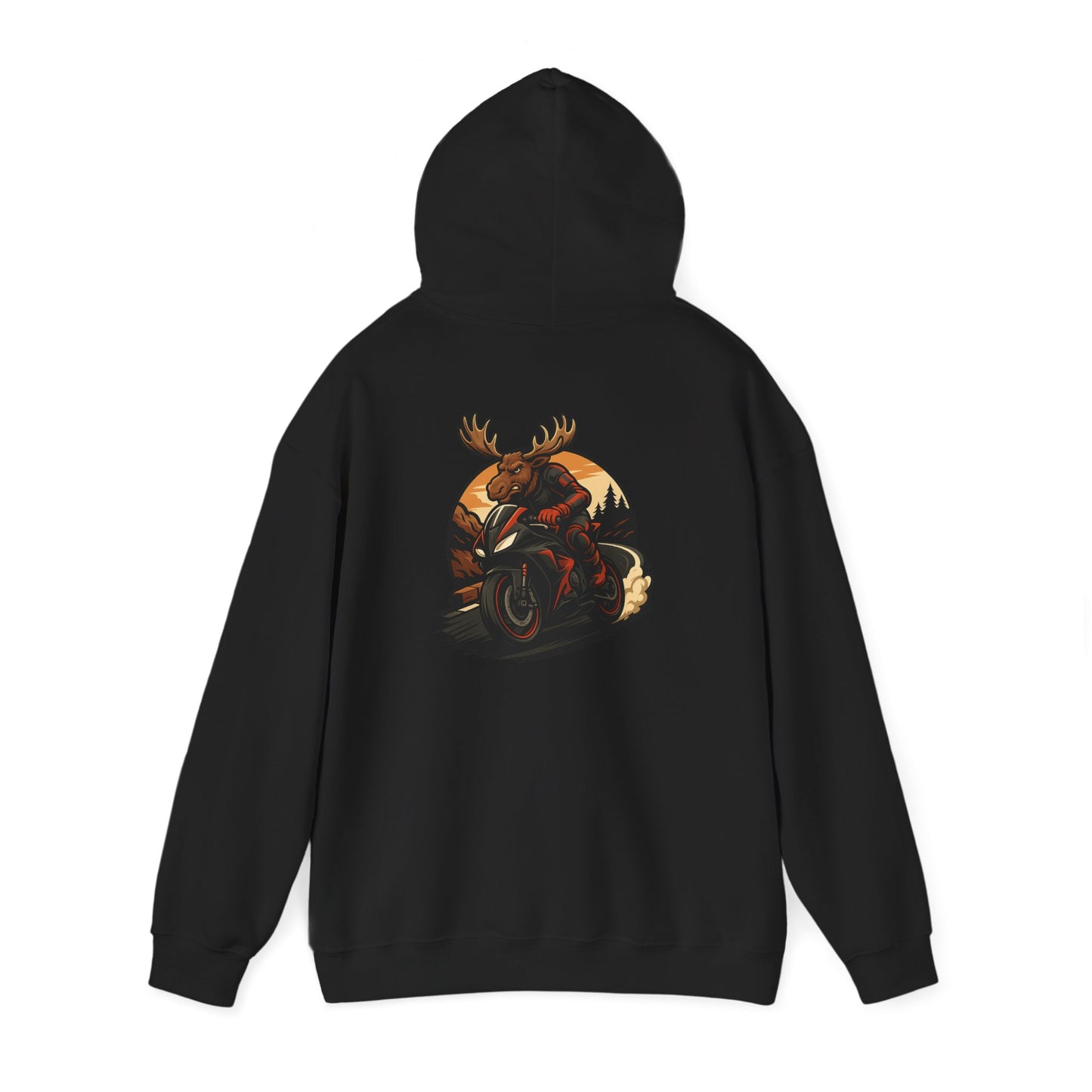 Moose Rider Hoodie — Vintage Motorcycle Graphic Sweatshirt