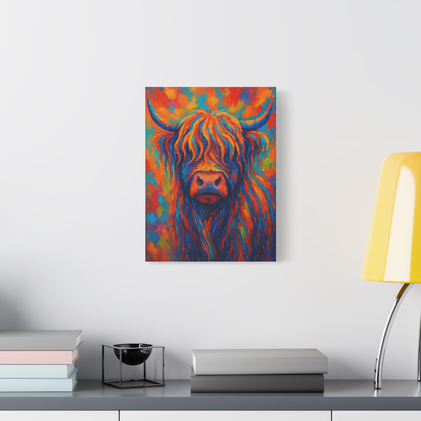 Colorful Highland Cow Matte Canvas Wall Art — Vibrant Stretched Canvas