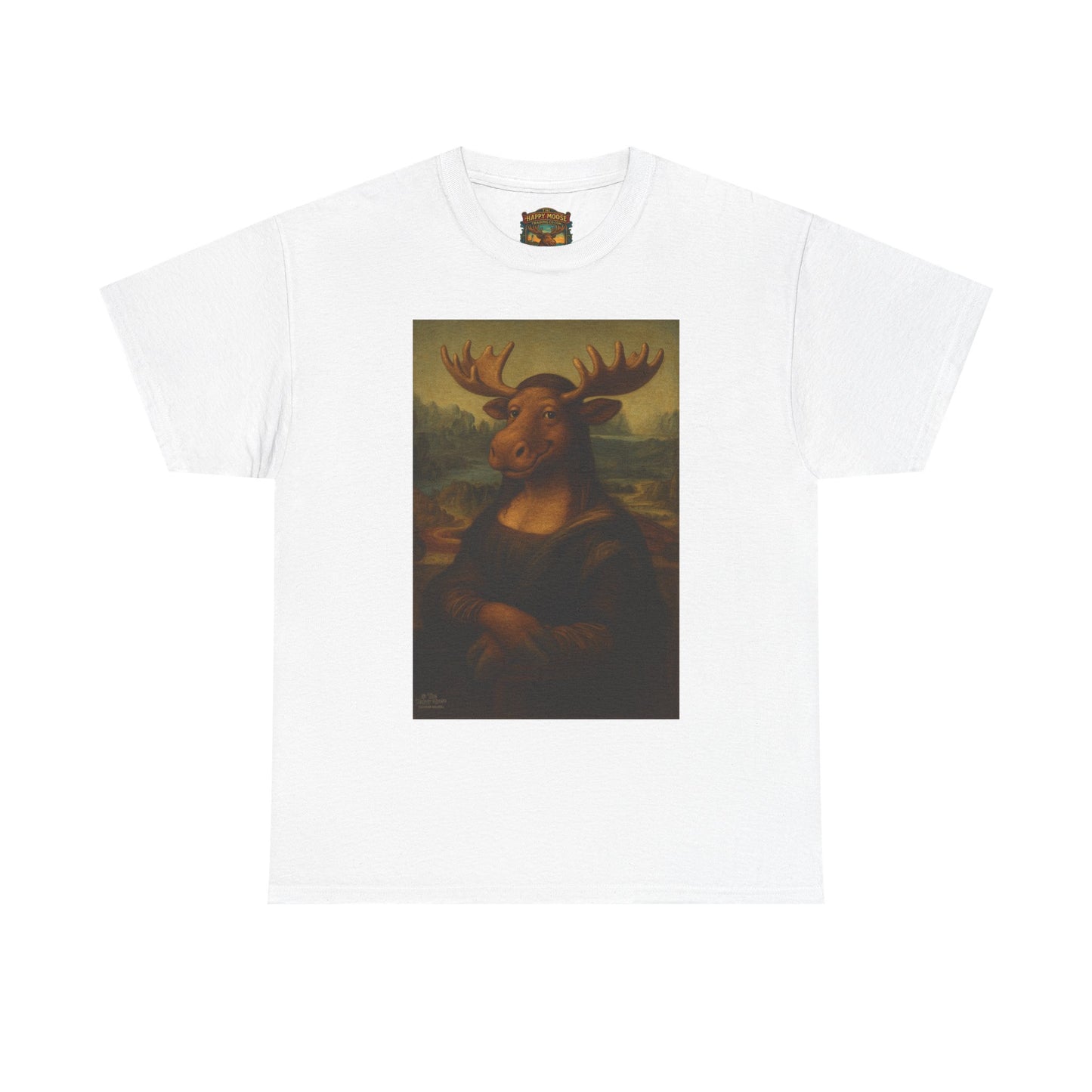 Mona Moose Tee — Funny Renaissance Moose Portrait T‑Shirt
