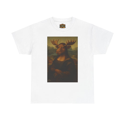 Mona Moose Tee — Funny Renaissance Moose Portrait T‑Shirt