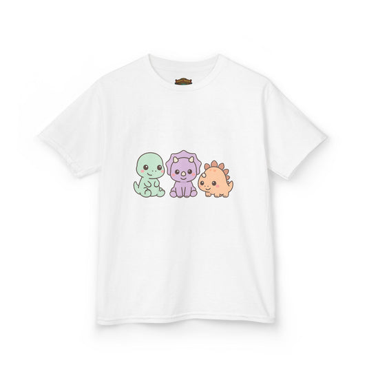 Kids Dino Trio T‑Shirt — Cute Pastel Dinosaur Graphic Tee for Toddlers & Children