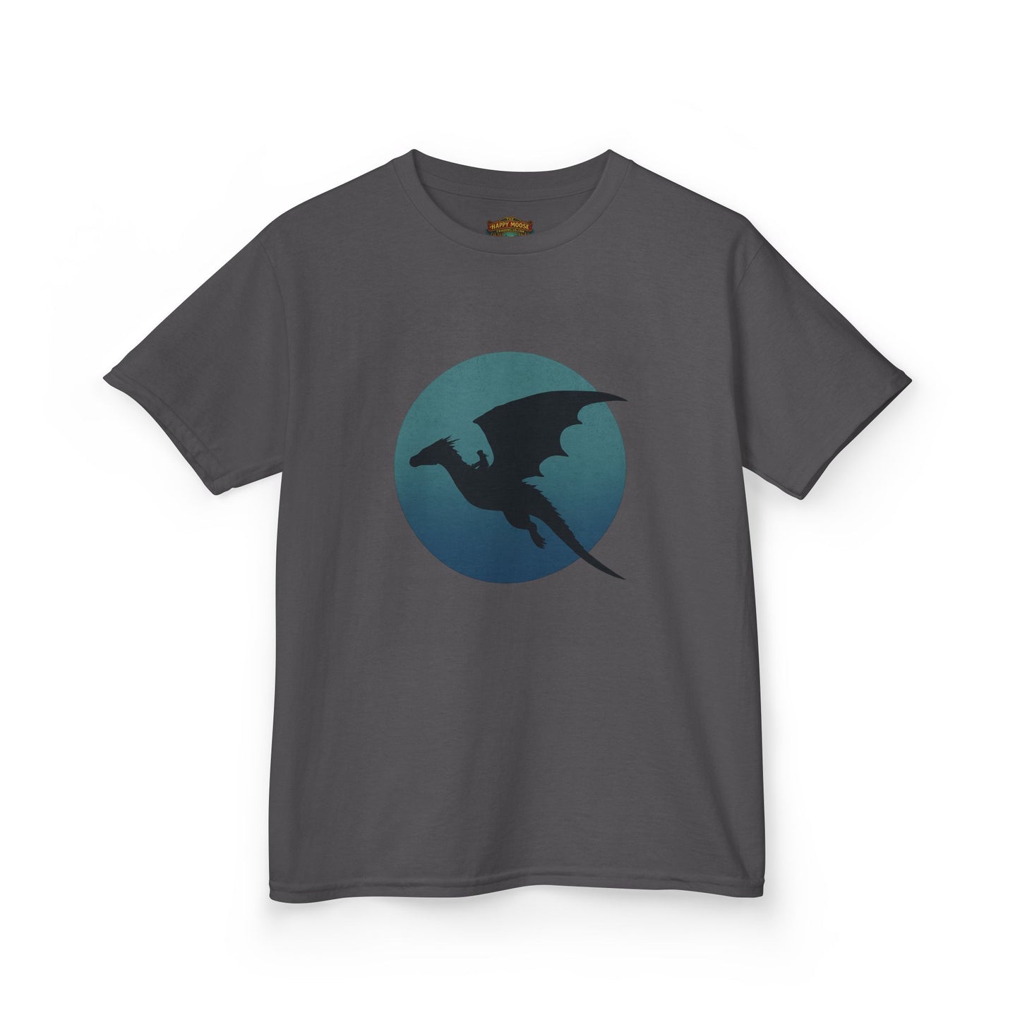 Kids Dragon Silhouette Tee — Fantasy Dragon Circle Graphic Shirt