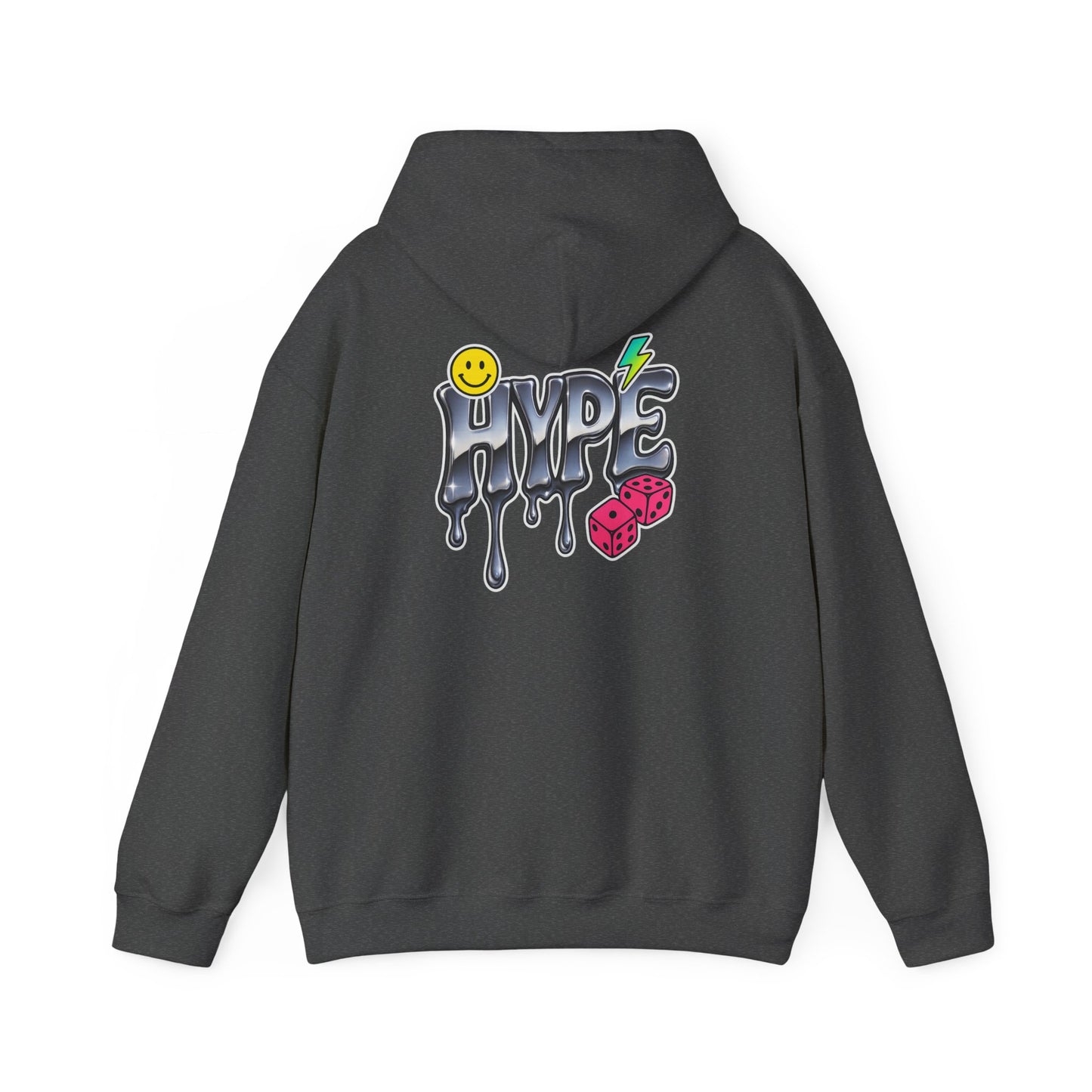 Hype Drip Hoodie — Graphic Streetwear Sweatshirt with Smiley & Dice
