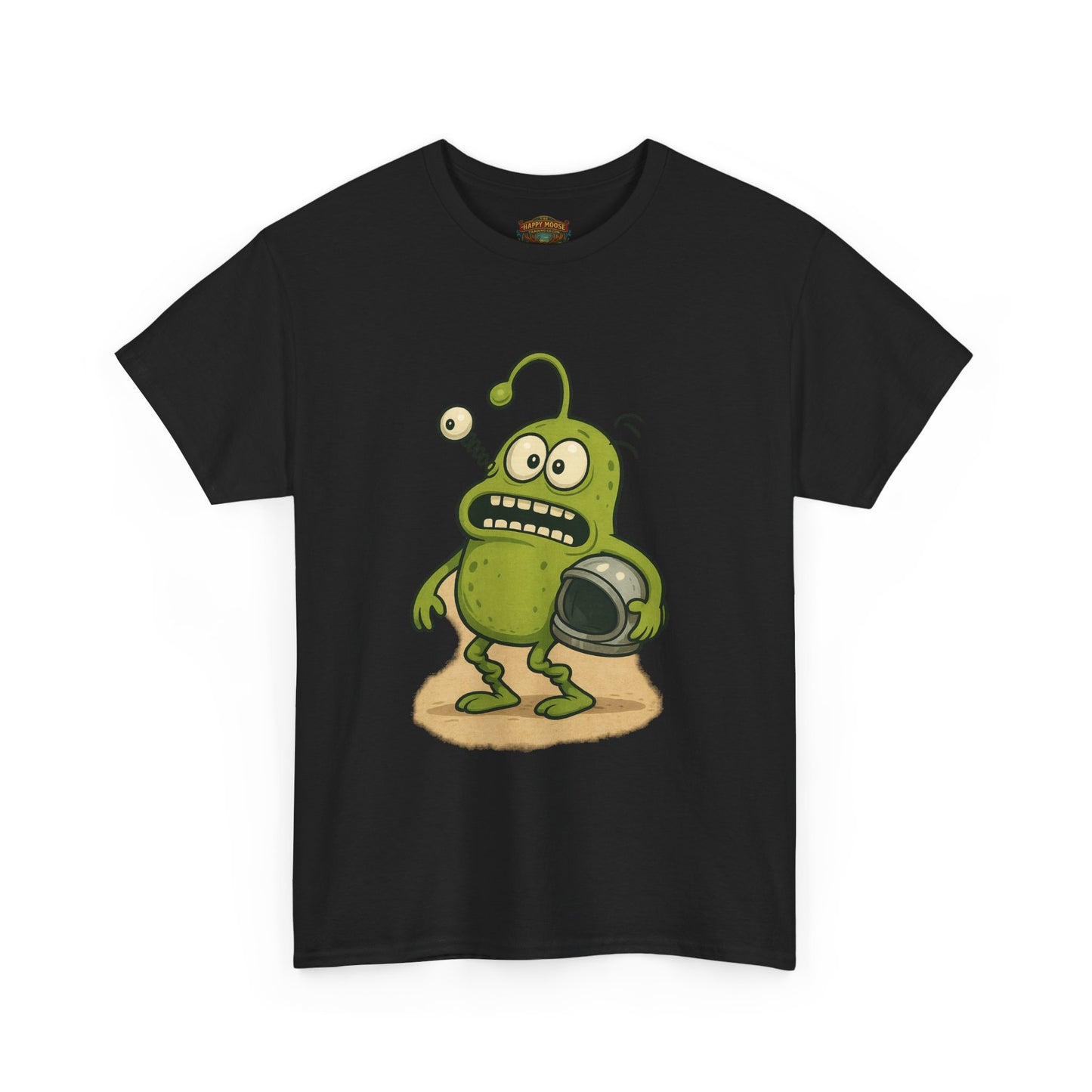 Green Alien Cartoon Tee | Funny Space Monster Illustration