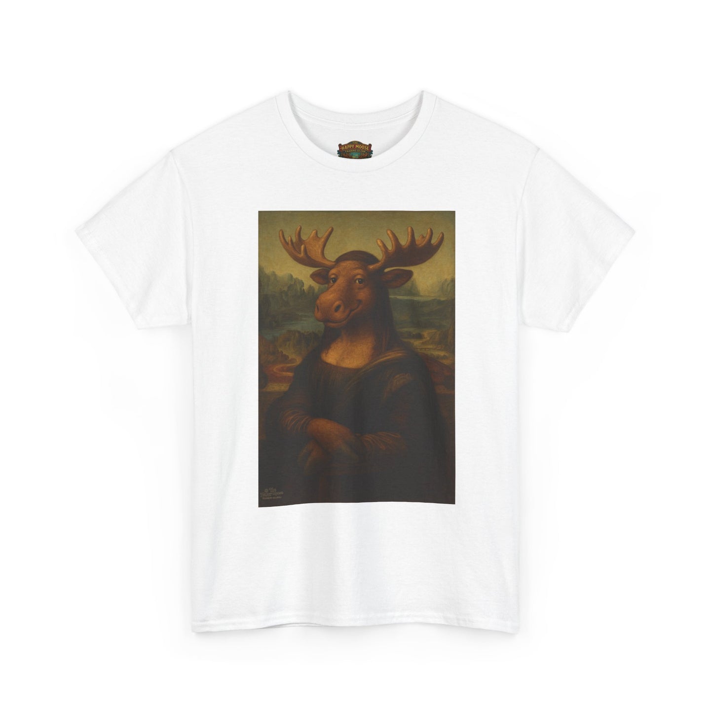 Mona Moose Tee — Funny Renaissance Moose Portrait T‑Shirt