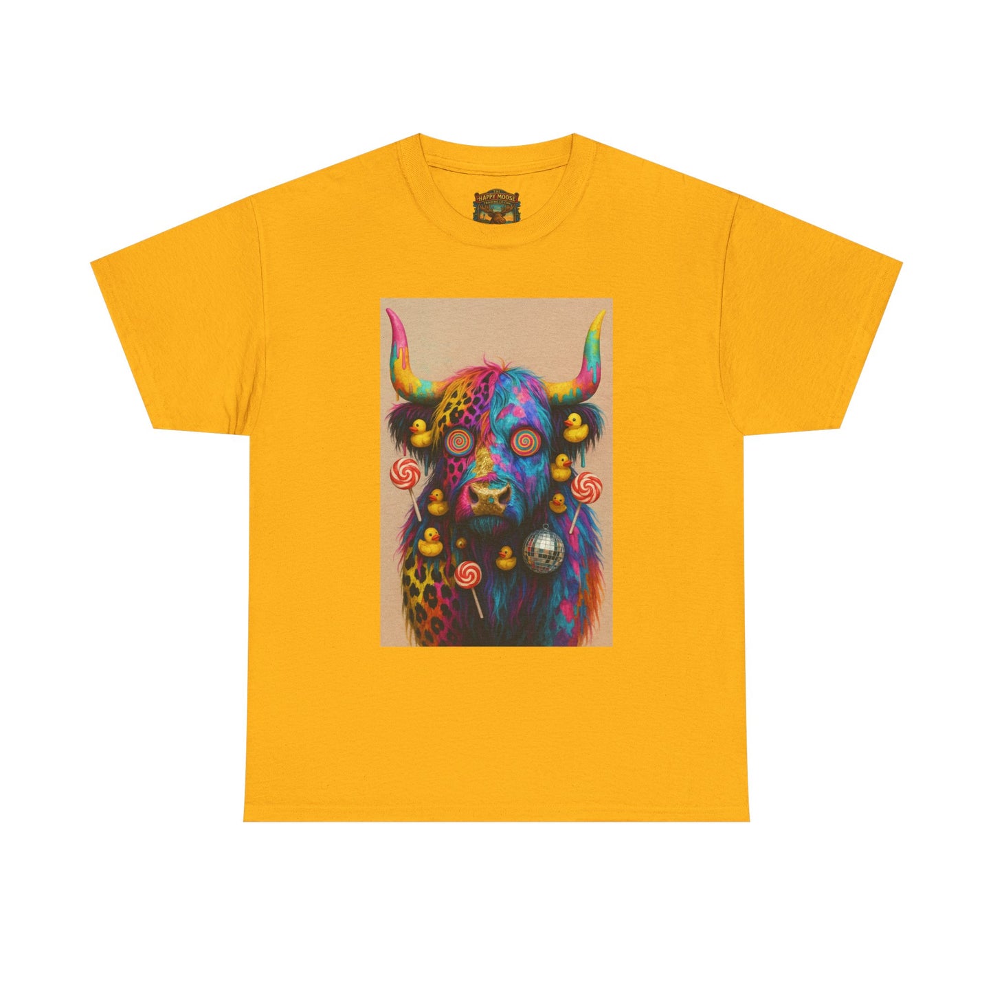 Psychedelic Highland Cow T-Shirt | Retro Rainbow Cow Art 6