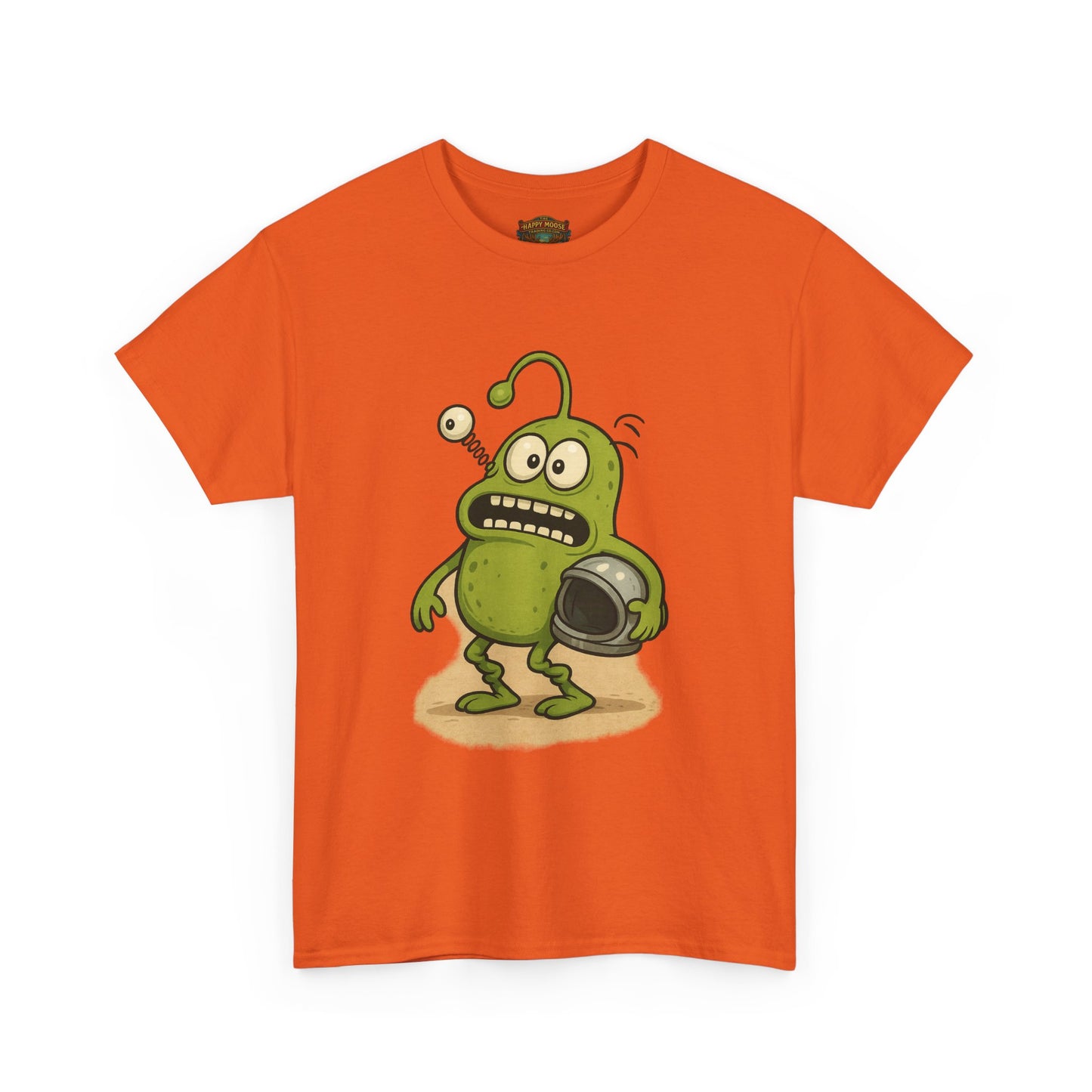 Green Alien Cartoon Tee | Funny Space Monster Illustration
