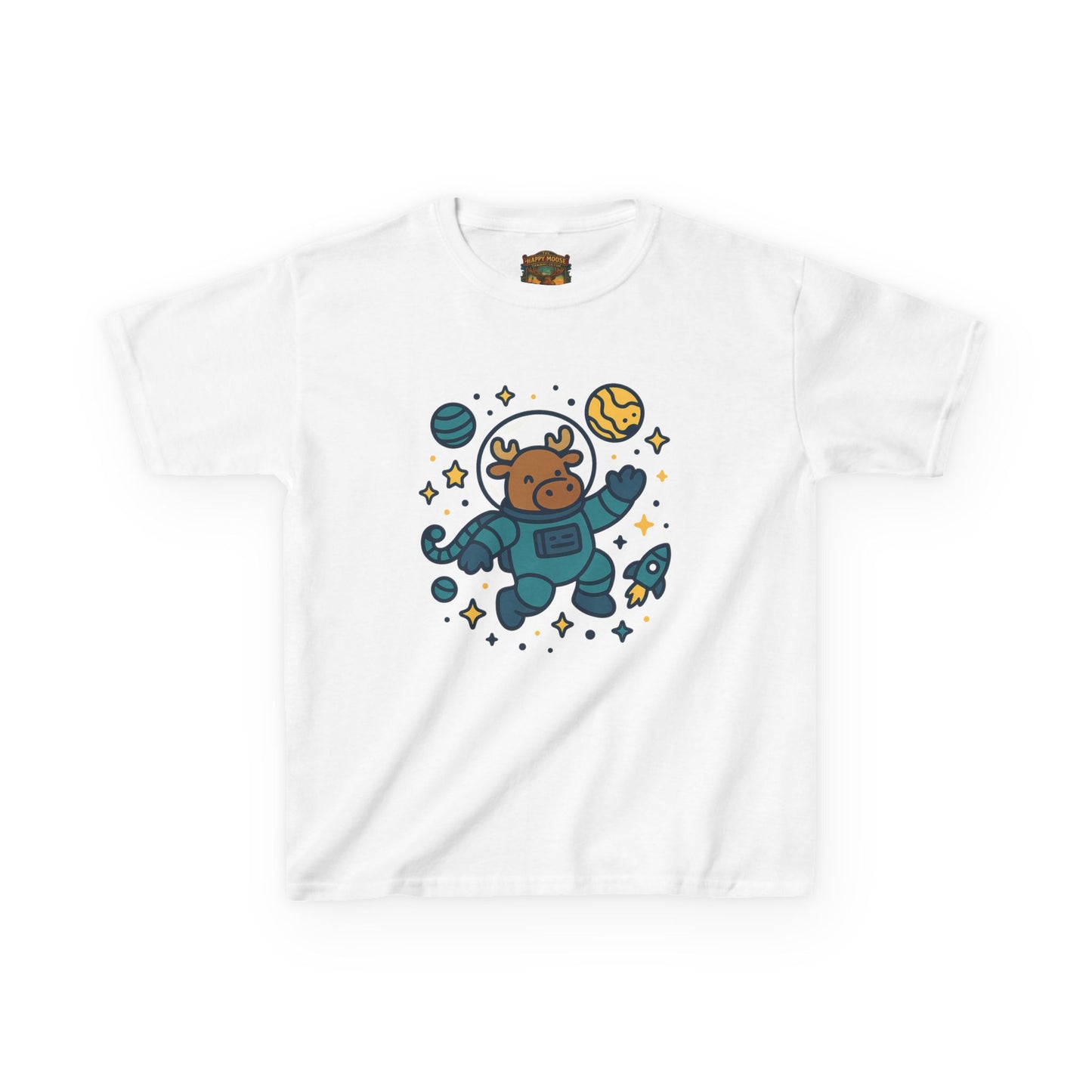 Kids Tee — Cute Astronaut Moose Space Shirt for Children