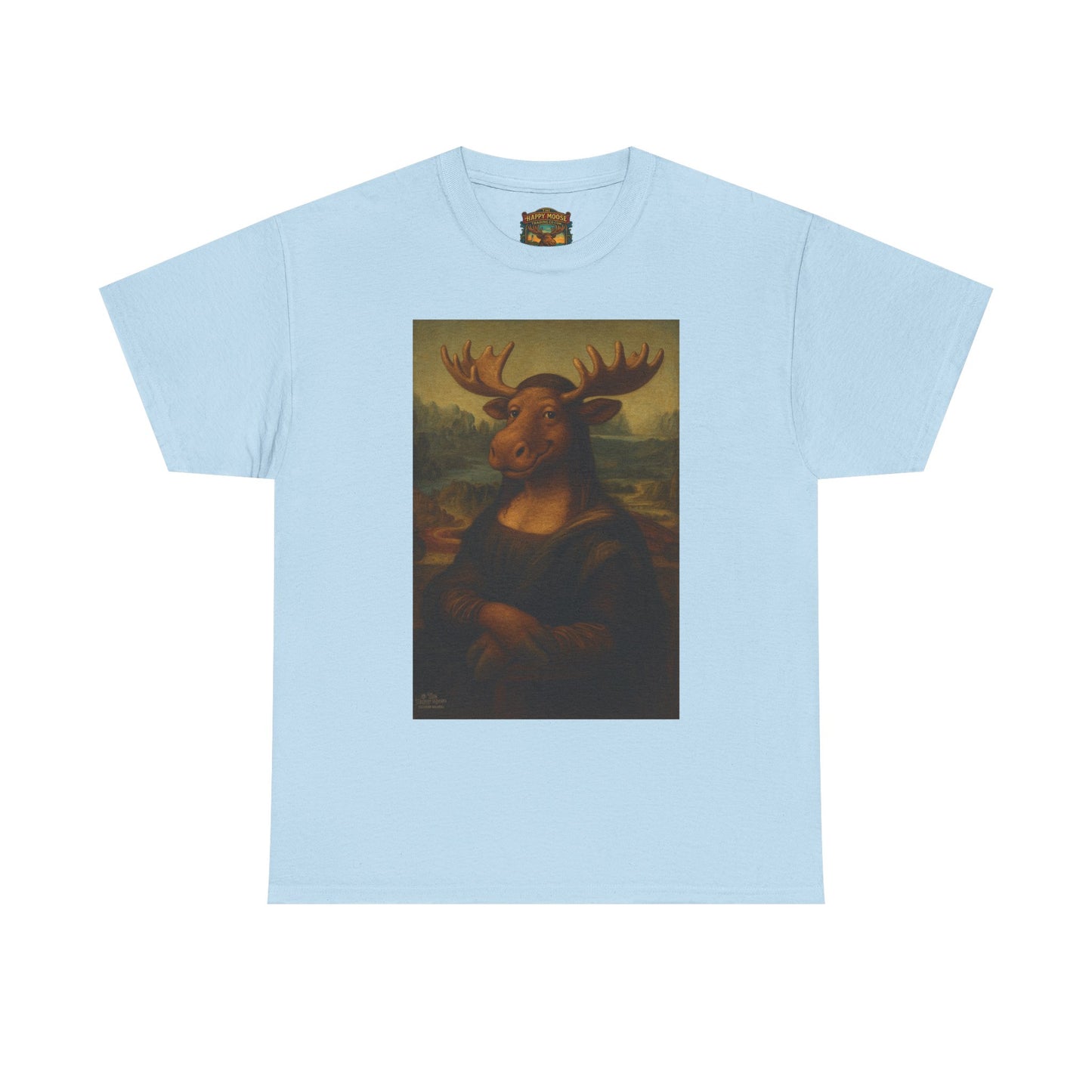 Mona Moose Tee — Funny Renaissance Moose Portrait T‑Shirt