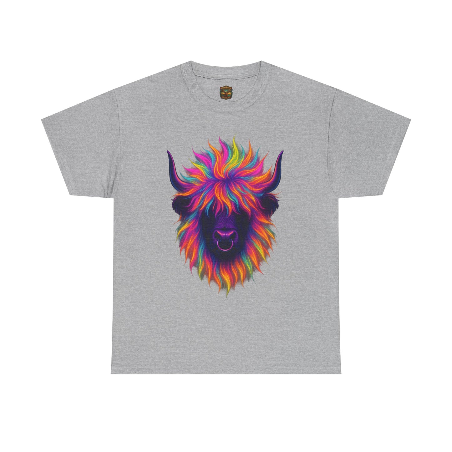 Colorful Highland Cow T-Shirt — Vibrant Rainbow Yak Graphic Tee
