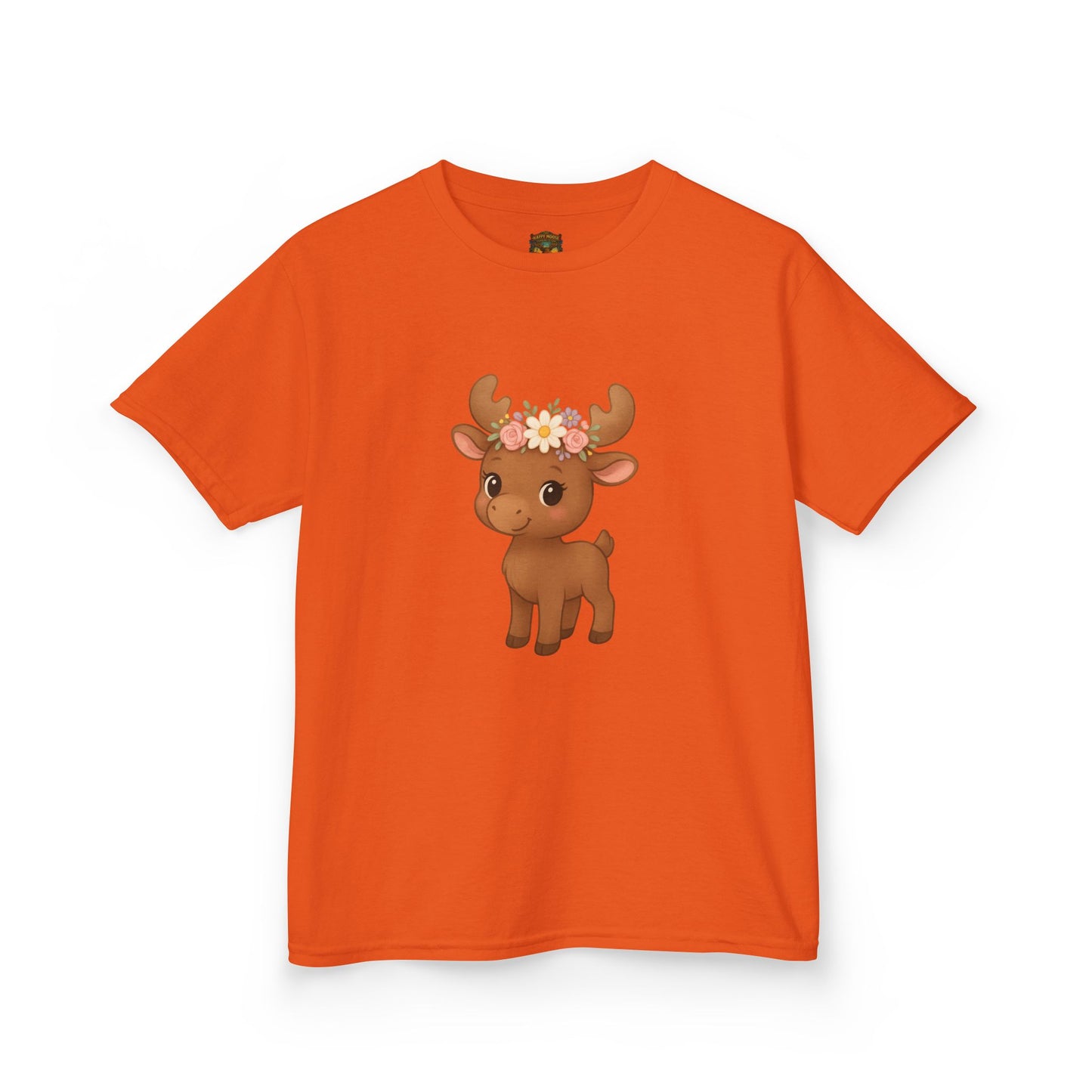 Kids Tee — Cute Floral Crown Baby Moose Graphic