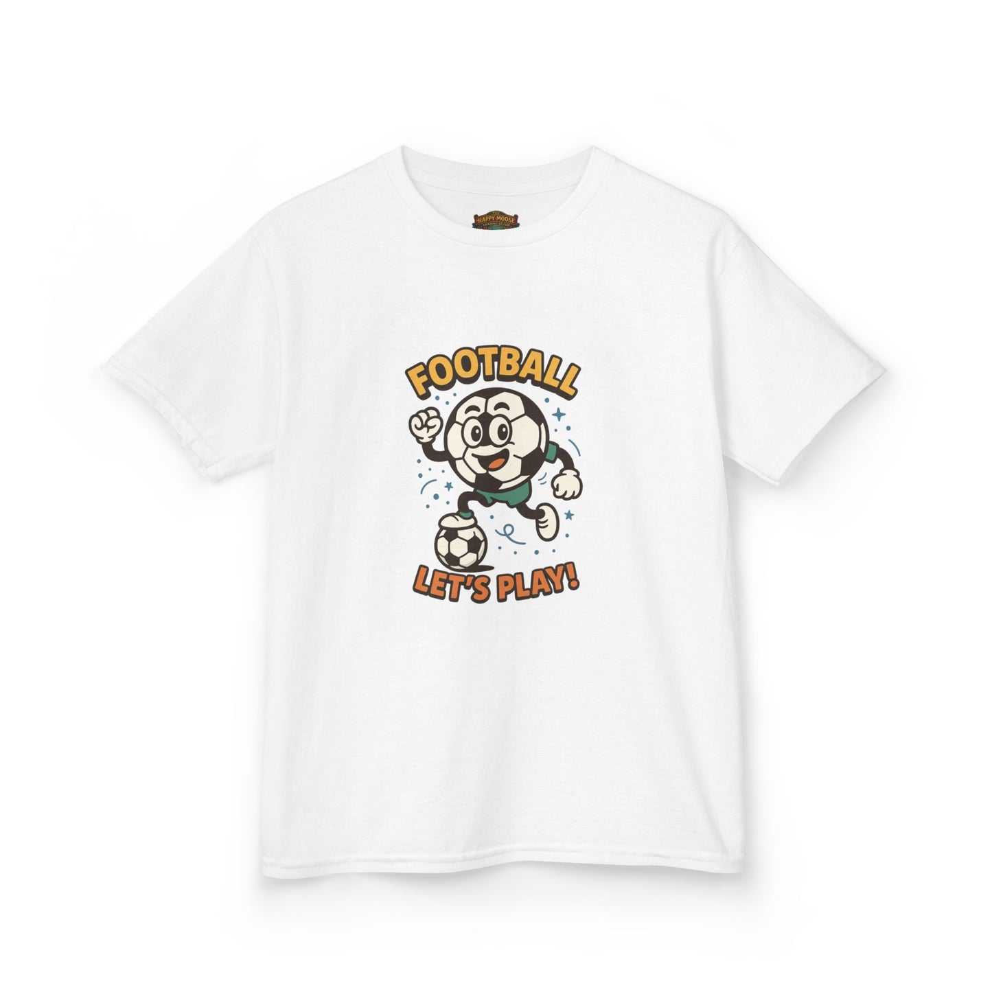 Kids Football Tee — "Football Let's Play" Retro Cartoon Soccer Shirt