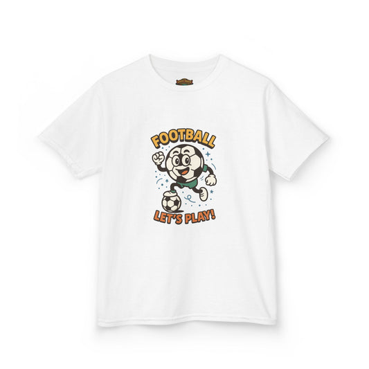 Kids Football Tee — "Football Let's Play" Retro Cartoon Soccer Shirt