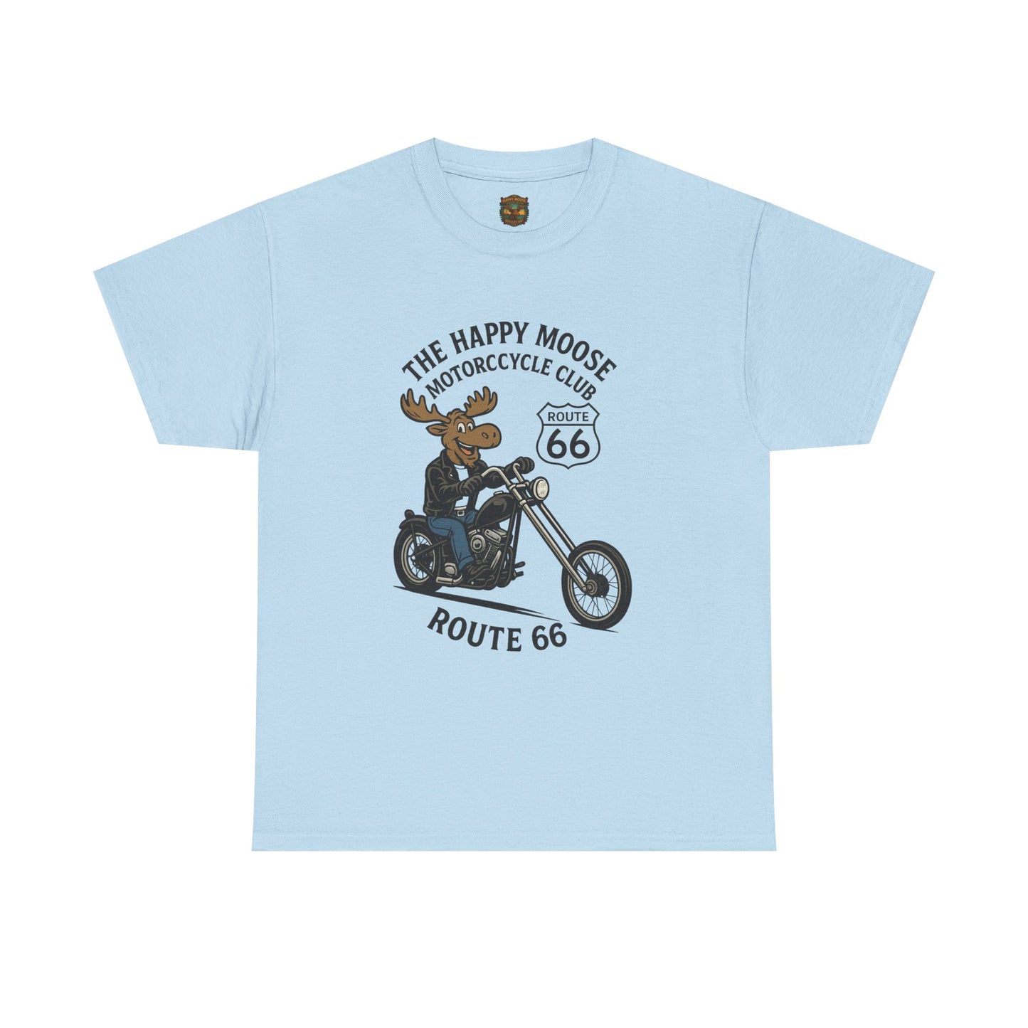 Happy Moose Motorcycle Club Route 66 T-Shirt | Moose Biker Tee
