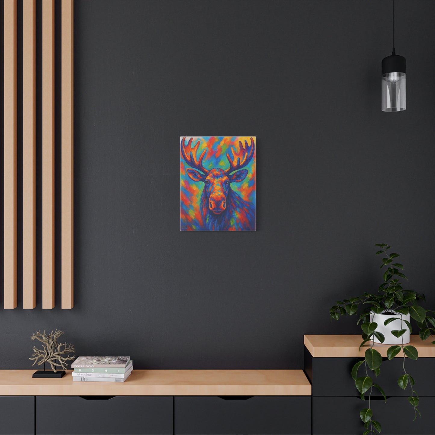 Colorful Moose Canvas Print — Vibrant Stretched Wall Art