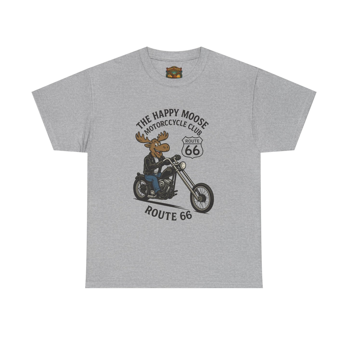 Happy Moose Motorcycle Club Route 66 T-Shirt | Moose Biker Tee