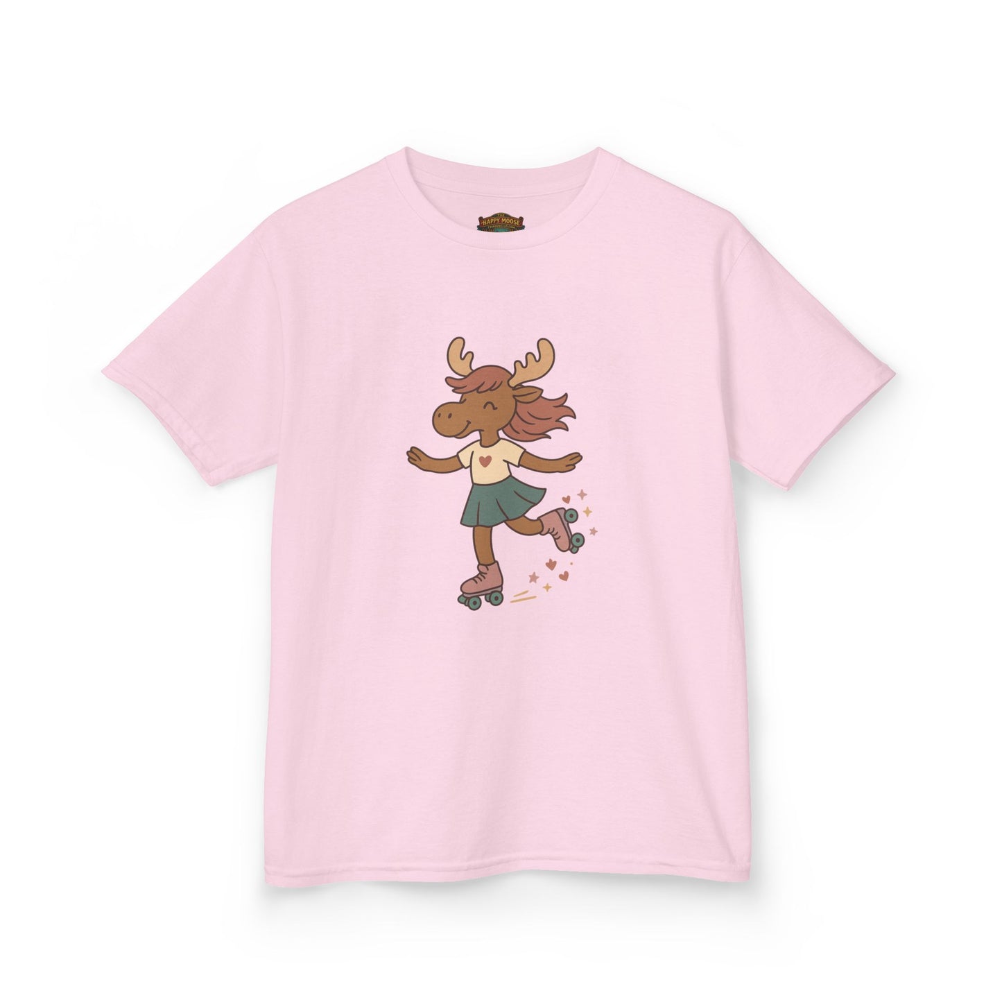 Kids Tee — Cute Roller-Skating Moose Girl Graphic