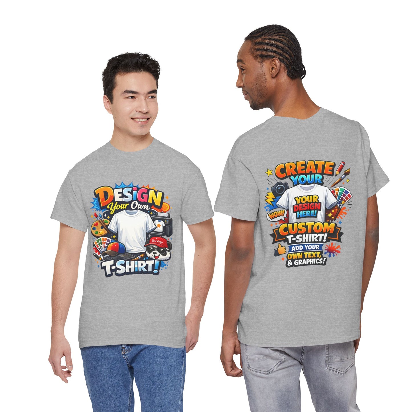 Custom 'Design Your Own' T-Shirt — Personalized Graphic Tee (Front And Rear Print)