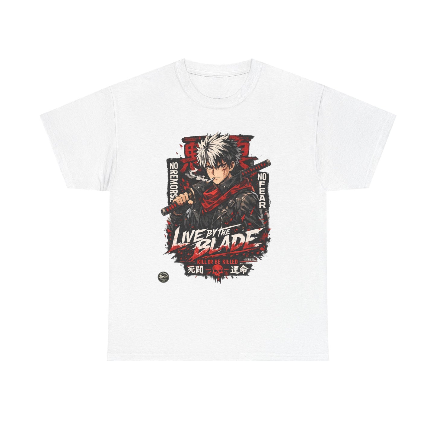 Live by the Blade Anime Tee — Samurai Sword Graphic T-Shirt #E003
