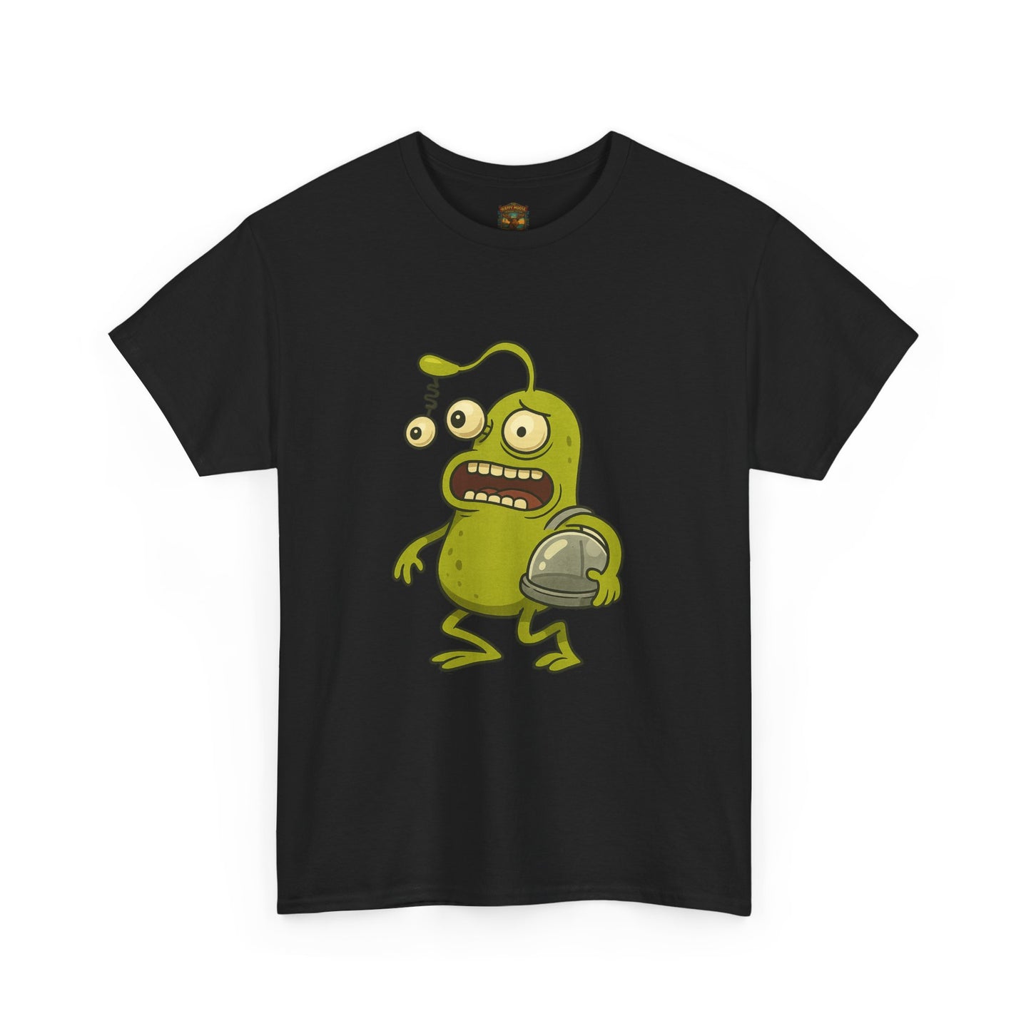 Green Alien Cartoon Tee | Funny Space Monster Illustration B