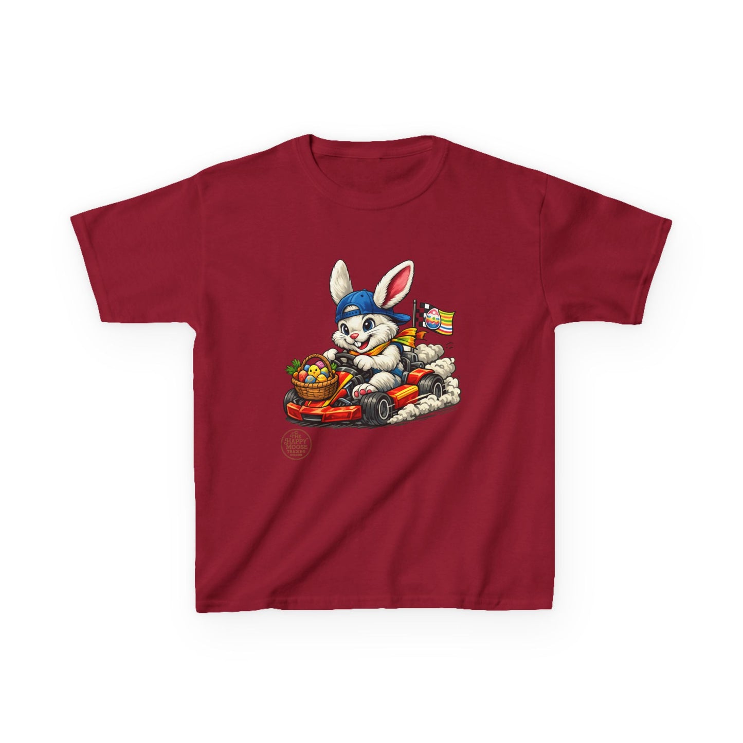 Kids Bunny Go-Kart Tee – Easter Bunny Racing with Candy Basket