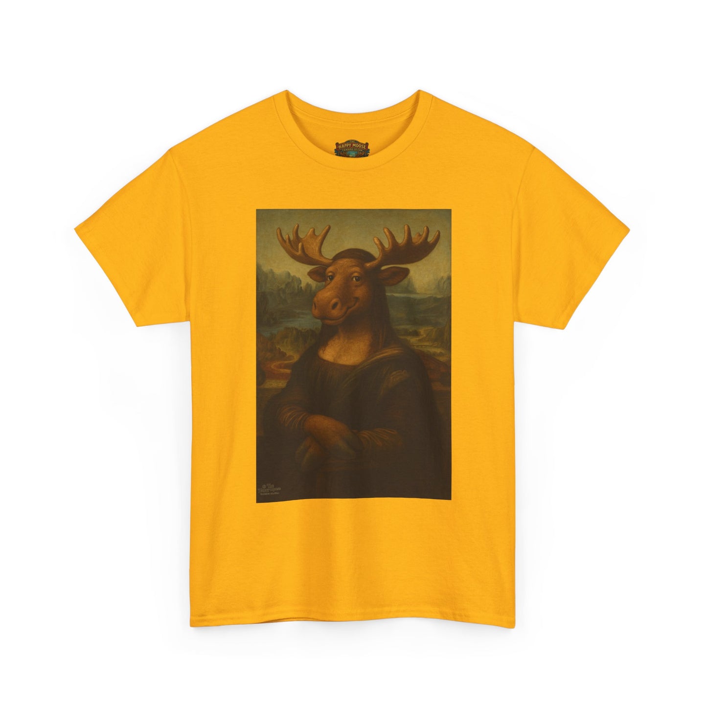 Mona Moose Tee — Funny Renaissance Moose Portrait T‑Shirt