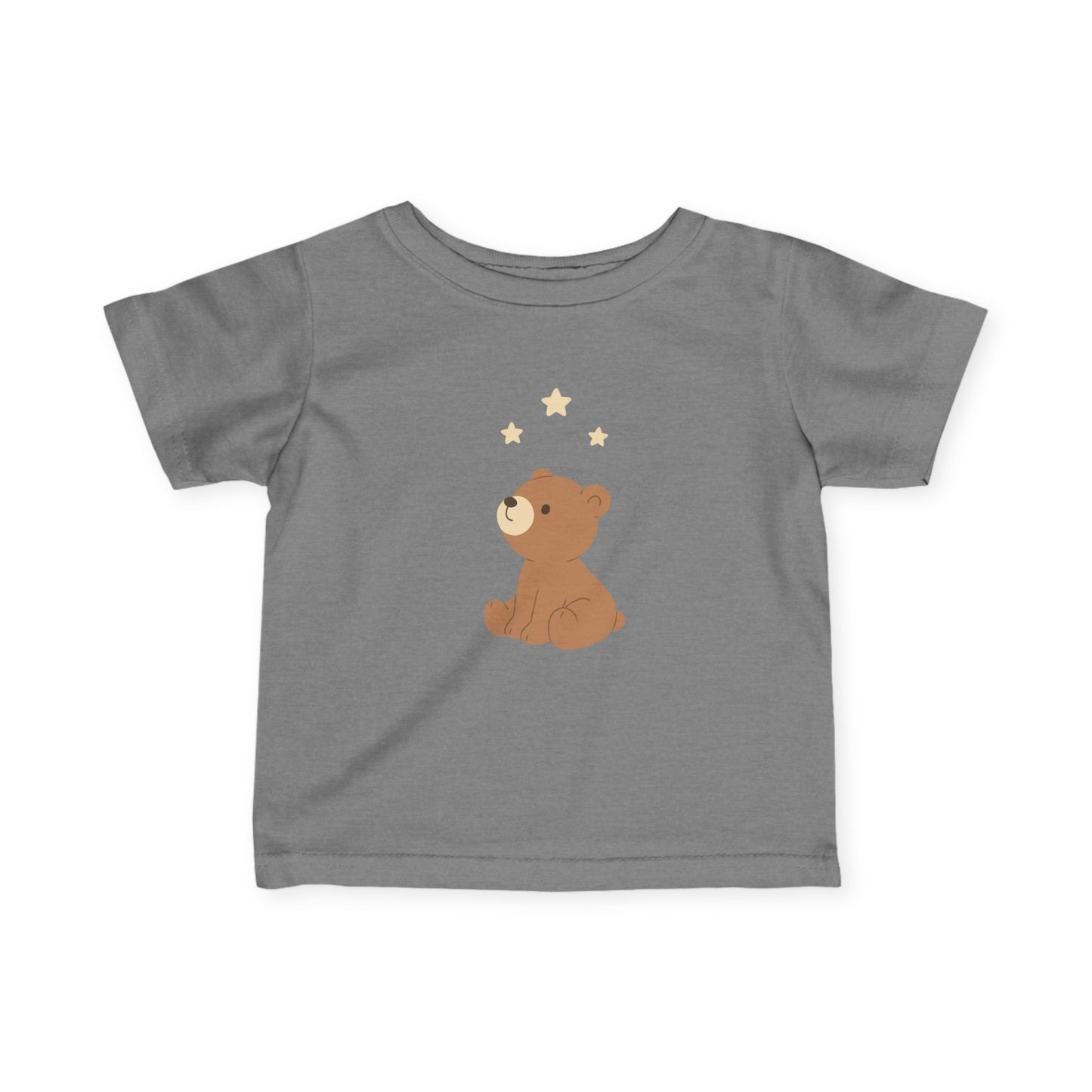 Infant Tee — Cute Sitting Teddy Bear with Stars Baby Shirt