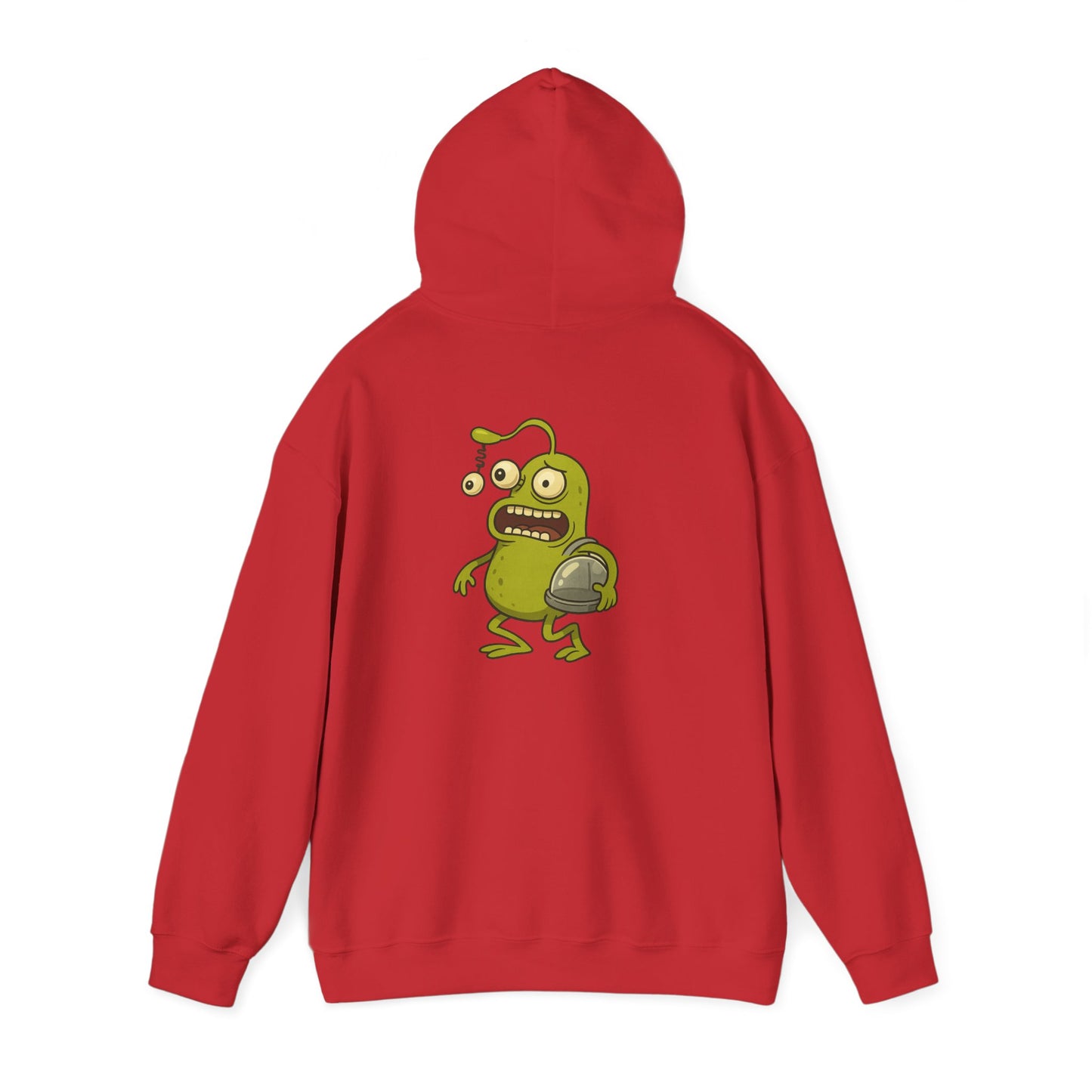 Alien Monster Hoodie — Cute Green Space Creature Graphic Hooded Sweatshirt