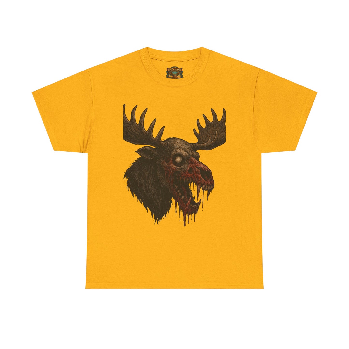 Horror Moose Skull Tee — Creepy Dripping Monster Head Graphic T-Shirt